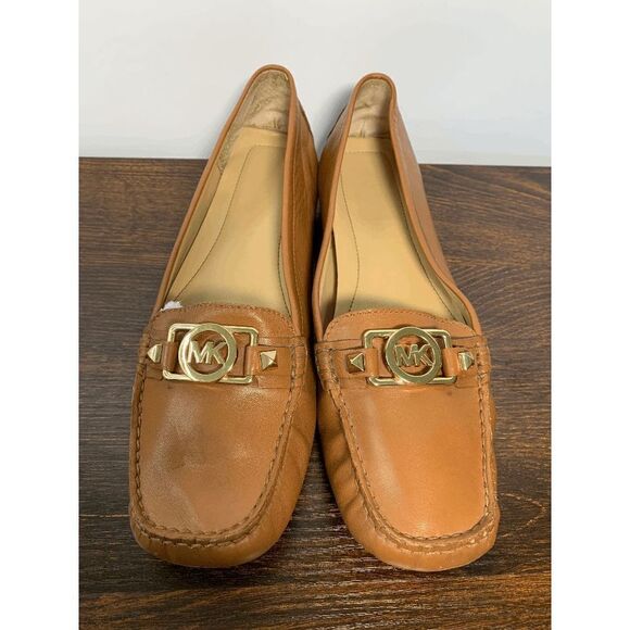 Michael Kors Womens Slip On Leather Flat Shoe Tan Size 10 - Picture 5 of 14